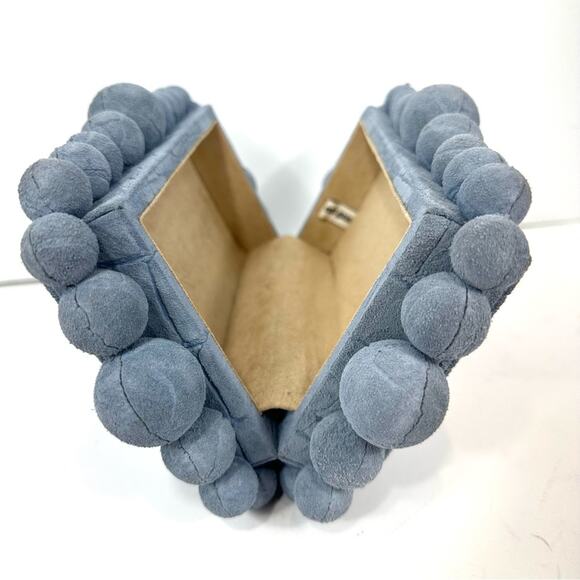 Cult Gaia Maya Blue Eos Clutch Structured Embossed Croc Suede Leather Box Bag - Picture 12 of 15